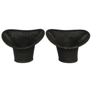 Set of Vintage Woven Wicker Armchairs by Egon Eiermann For Sale