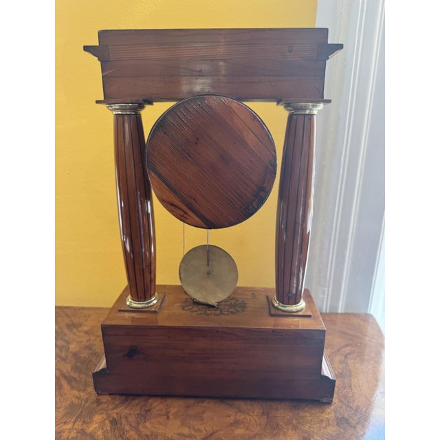 Biedermeier Portico Chest of Drawers Clock For Sale - Image 6 of 11