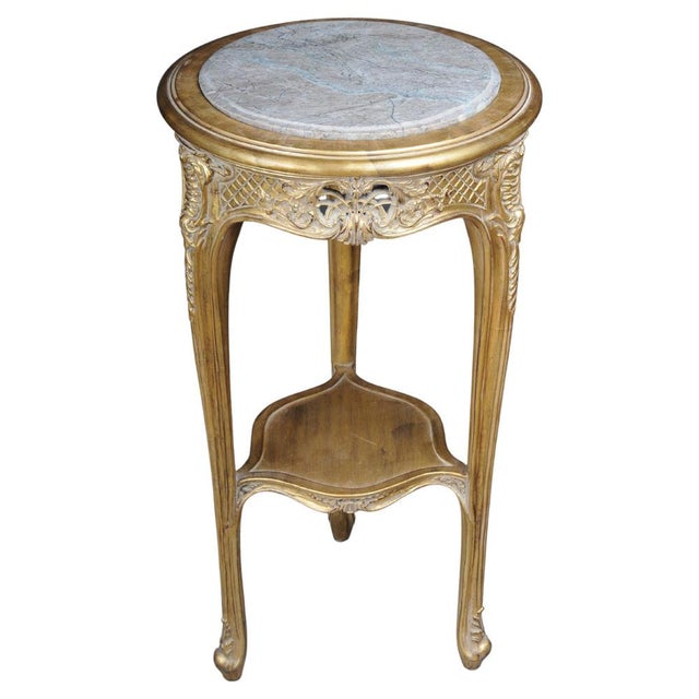 Louis XV Carved Gold Side Table with Marble Top For Sale - Image 15 of 15