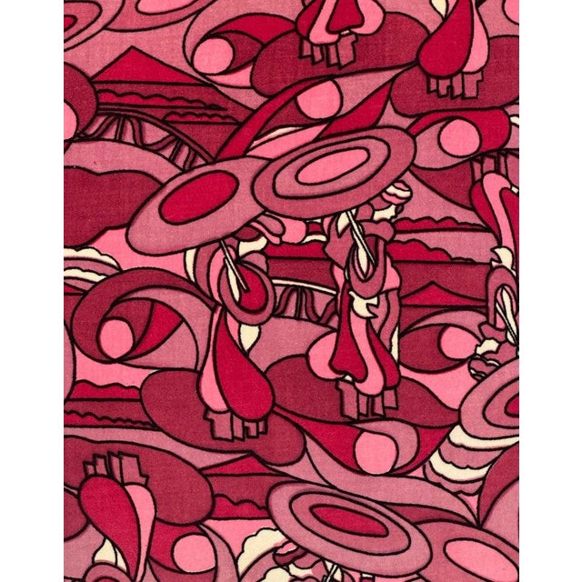 1970s Vintage Pink Psychedelic Velvet Pillow in the Style of Pucci For Sale - Image 5 of 12