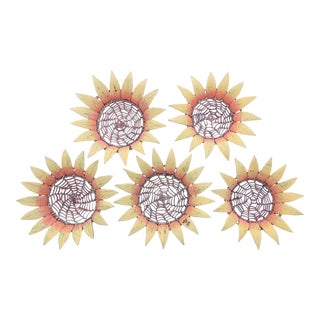 Palecek Coconut Shell Sunflower Baskets - Set of 5 For Sale