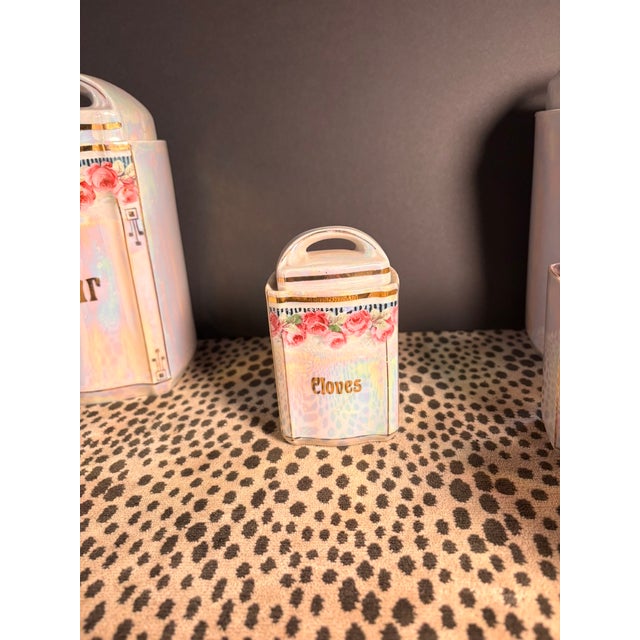 Vintage German Iridescent Lusterware Kitchen Canister Set For Sale - Image 13 of 18