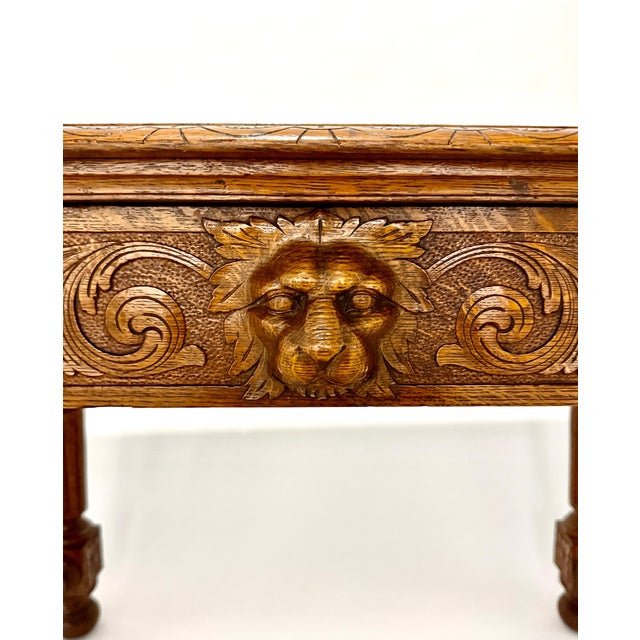 Late 19th Century American Renaissance Carved Oak Desk For Sale - Image 4 of 9