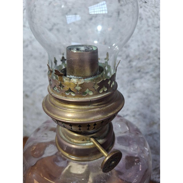 Gold Napoleon III Oil Lamp in Griotte Red Marble and Amethyst Glass For Sale - Image 8 of 9