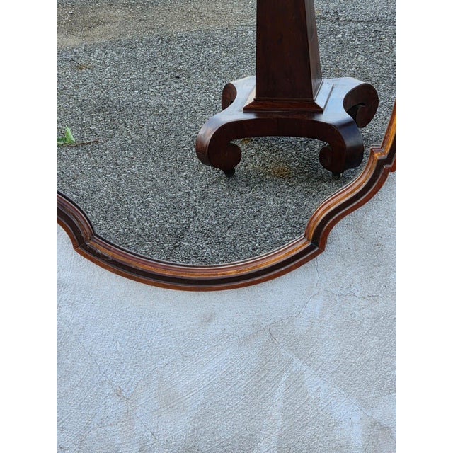 1930 Oval Walnut Hand Painted American Mirror. For Sale In Philadelphia - Image 6 of 18