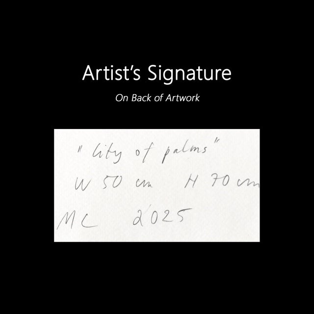 Paper City of Palms - Abstract Urban Color Drenched Collage Mixed Media Original Artwork by Maria C Bernhardsson For Sale - Image 7 of 7