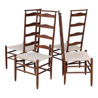 1970s Set of 4 Shaker Cherry Ladder Back Dining Chairs in the Style of Nichols & Stone For Sale