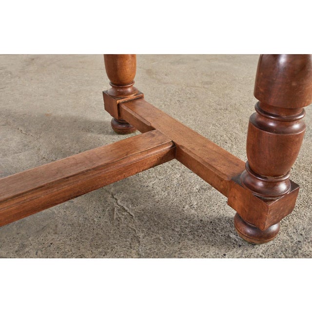 Country French Provincial Fruitwood Farmhouse Trestle Dining Table For Sale - Image 9 of 13