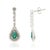 Luxury Pear Cut Zambian Emerald & Diamond Halo Drop Earrings in 14k White Gold- A Pair For Sale - Image 4 of 11