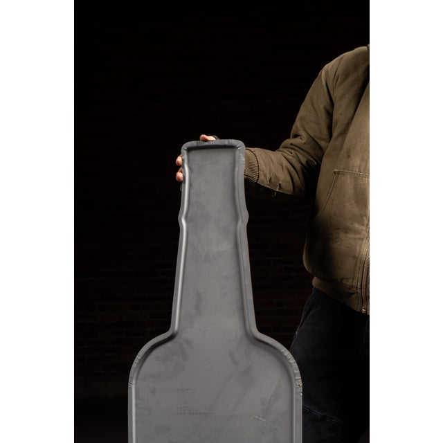 Metal Vintage Oversized Five Brothers Bourbon Figural Bottle Tin Litho Advertising Sign For Sale - Image 7 of 8