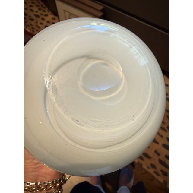 Glass Handblown White & Cream Large Swirled Vase For Sale - Image 7 of 7