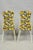 Vintage Retro Atomic Era Metal Kitchen Dining Chairs W/ Blue Yellow Flowers Pair For Sale - Image 10 of 12