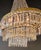 Metal Antique Art Nouveau Low Oval Plafonnier Crystal Chandelier Brass Lustre Ceiling For Sale - Image 7 of 13