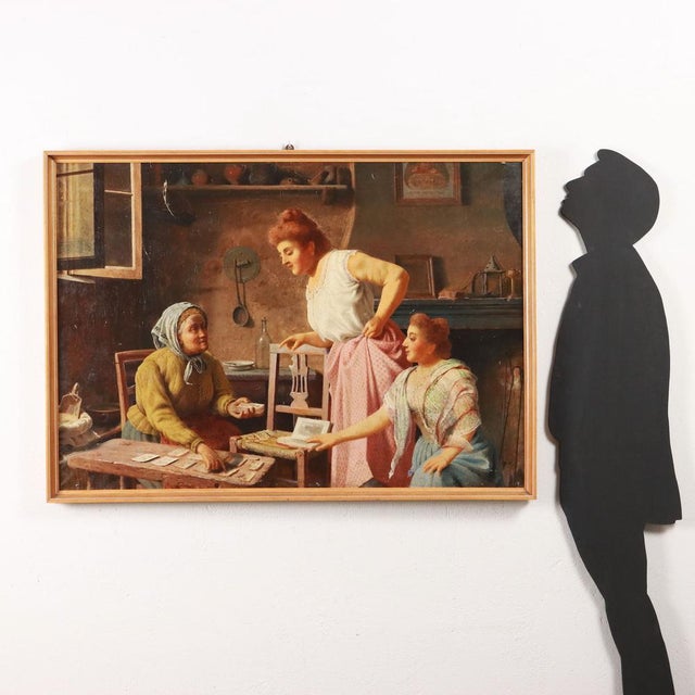 After G. Bellei, Interior Scene, Oil on Canvas, 19th Century, Framed For Sale - Image 12 of 12