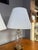 Vintage Pair Cut Crystal and Brass Table Lamps With Pleated Silk Shades For Sale - Image 11 of 18