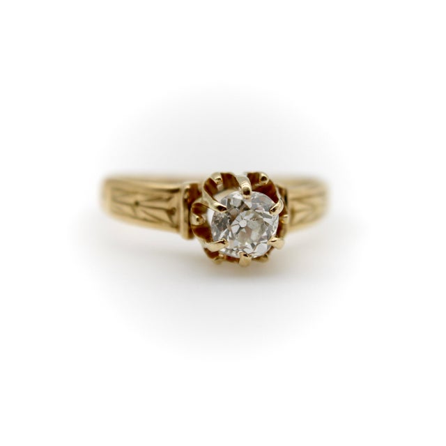 Mid 19th Century Victorian 18k Gold Old Mine Cut Diamond Ring, Size 6.25 For Sale - Image 10 of 10