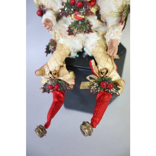 Vintage Mark Roberts Hanging Christmas Fairy Ornament, White Red & Gold, C. 2000–2005 For Sale In Raleigh - Image 6 of 7