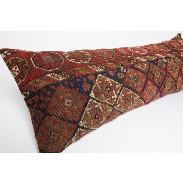 Textile Handwoven Vintage Turkish Kilim Lumbar Pillow – Boho Rustic Decor For Sale - Image 7 of 12