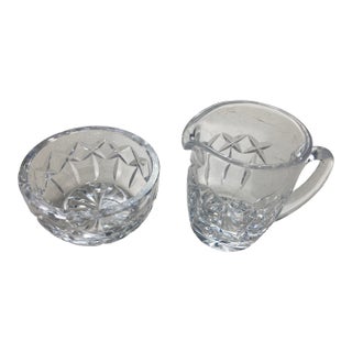 Mid 20th Century Waterford Cut Crystal Open Sugar & Creamer - Set of 2 For Sale
