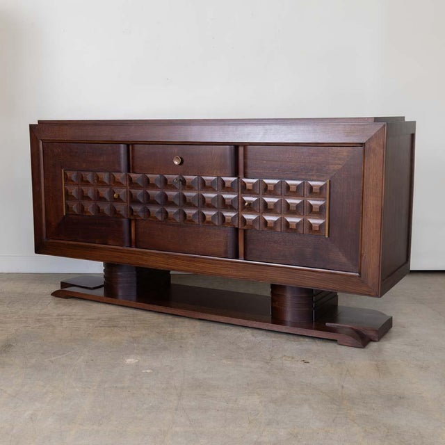 French 1940s French Carved Wood Sideboard by Charles Dudouyt, Attributed For Sale - Image 3 of 18