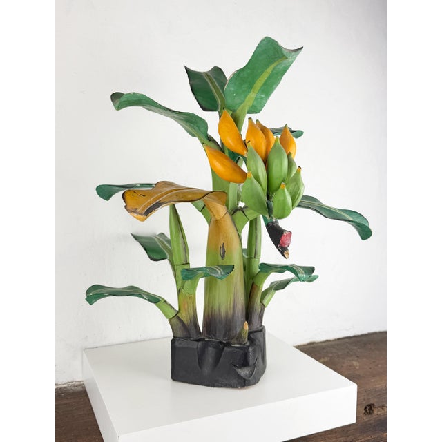 Modern Mid-Century Hand-Carved Wooden Banana Tree Sculpture, South America, 1950s For Sale - Image 3 of 18