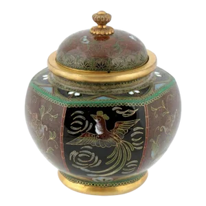 Antique Early Meiji Japanese Cloisonne Enamel Bird Jar Attributed to Honda