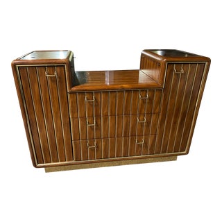1970s American of Martinsville Burl Wood Dry Bar Cabinet For Sale