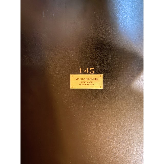 1980s Maitland-Smith Regency Faux Bamboo Base Leather and Wicker Tray Top Coffee Table For Sale - Image 17 of 18