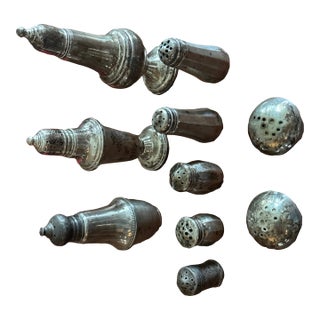 Early 20th Century Silver Salt and Pepper Collection - 10 pcs For Sale