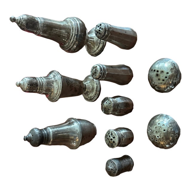 Early 20th Century Silver Salt and Pepper Collection - 10 pcs For Sale