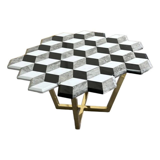21st Century Diplopia Monochrome Cubic Marble Side Table For Sale