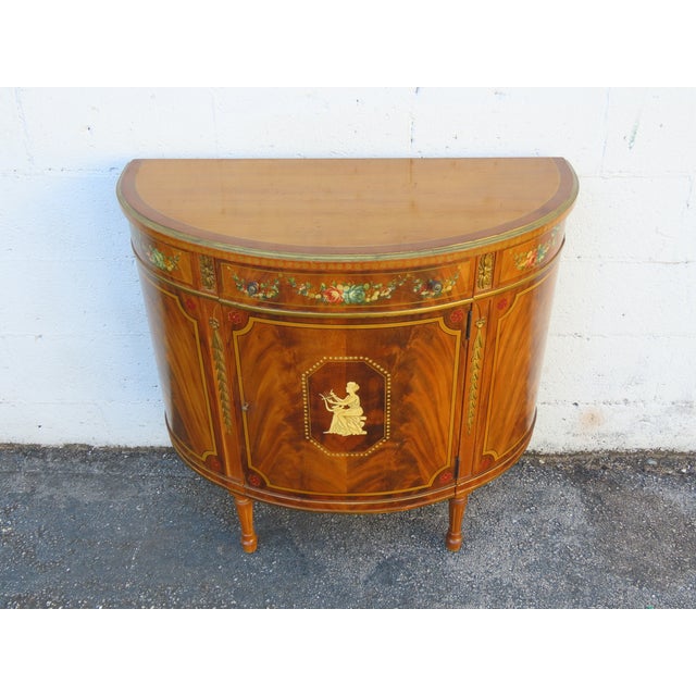 French Bombay Demilune Inlay Cameo Commode Small Buffet Server 6378 For Sale - Image 16 of 17