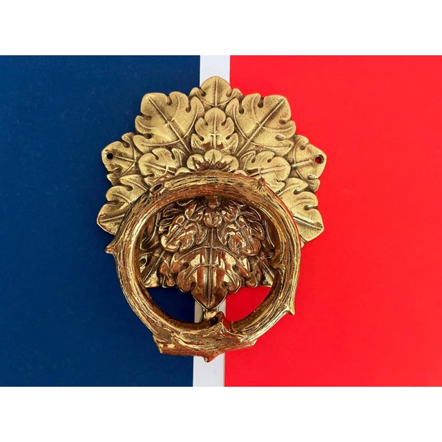 Mid Century Brass Faux Bois Wreath Door Knocker For Sale - Image 16 of 18