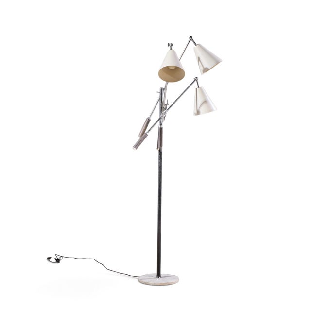 Angelo Lelli for Arredoluce Triennial Mid Century Italian Floor Lamp This lamp approximately measures: 32 wide x 32 deep x...