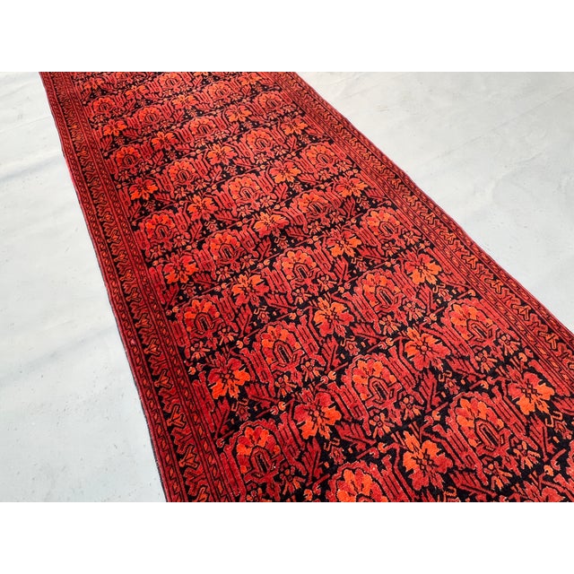 Islamic Vintage Afghan Mir Saraband Boteh Miri All-Over Hall Runner - 3'9" X 17'1" For Sale - Image 3 of 11