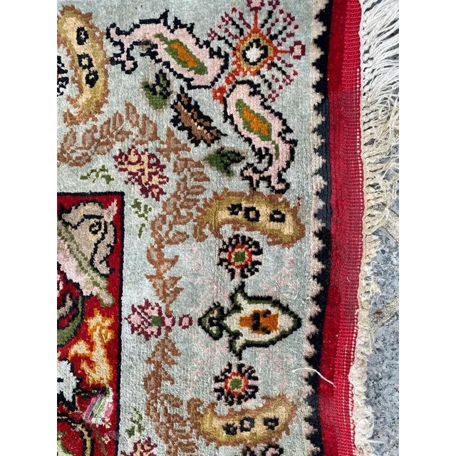 Blue Small Vintage Silk Turkish Rug For Sale - Image 8 of 15