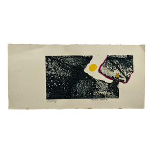 1960s "Shifting" Collage Intaglio Etching Blue Yellow Pink Ny Artist Myril Adler