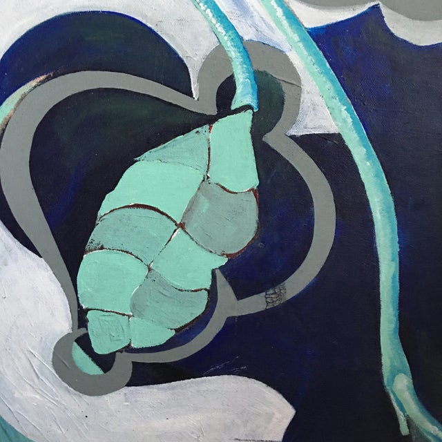 Dark Green Mid 20th Century Abstract Expressionist Oil Painting For Sale - Image 8 of 9