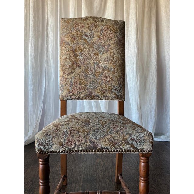 Late 19th Century Late 19th Century Set of Six Floral Tapestry Dining Chairs With Turned Legs For Sale - Image 5 of 8