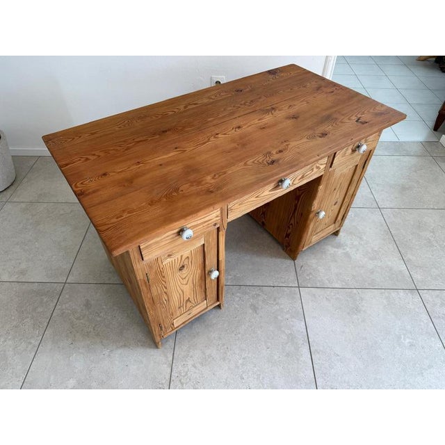 Wood Gründerzeit Desk in Pine Softwood, 1875 For Sale - Image 7 of 14