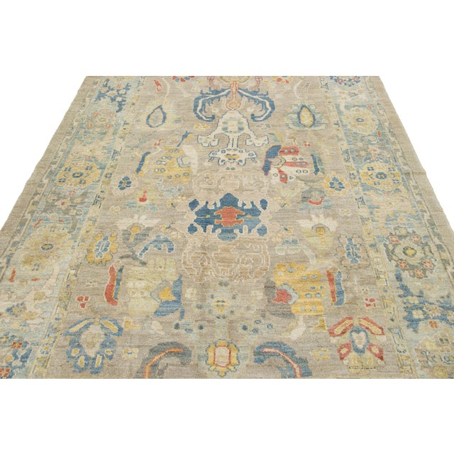 Apadana's Modern Beige Sultanabad Wool Rug With Allover Design For Sale In New York - Image 6 of 10