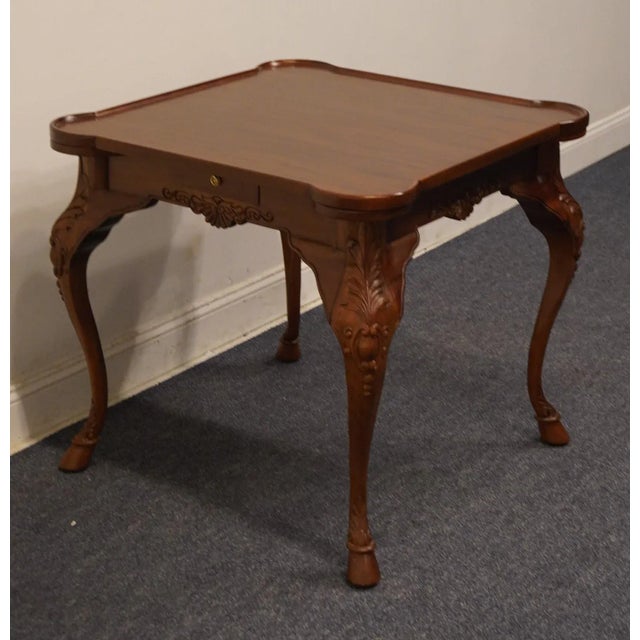 MAITLAND SMITH Solid Mahogany Traditional Chippendale Style 32" Square Game Table w. Drink Coasters 1692/06038 29.5" High...