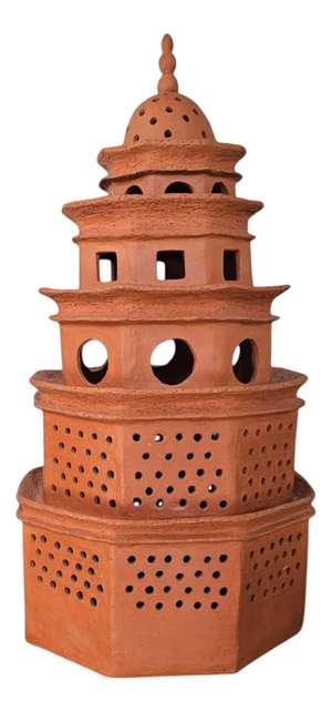 Terracotta Ceramic Pagode Lamp, 1970s
