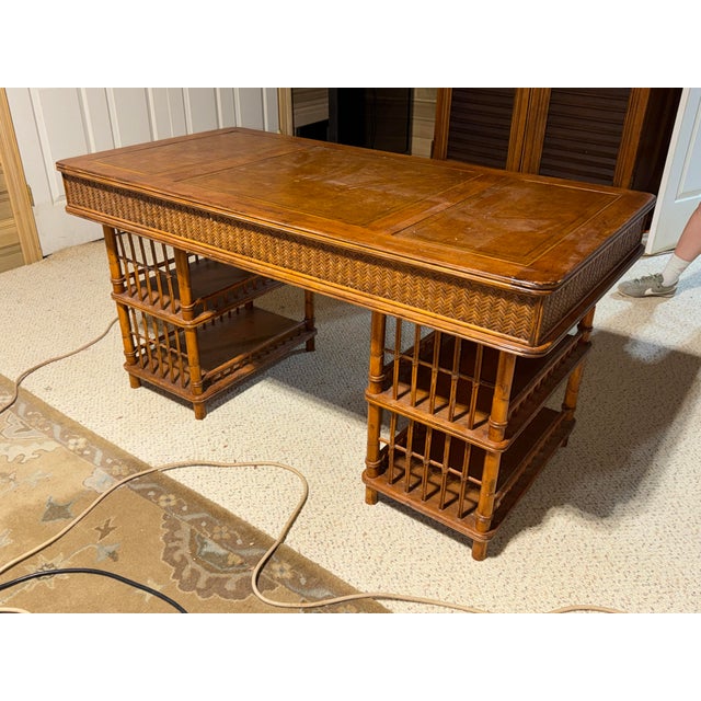 Sienna 1980s Bamboo and Rattan Desk 60” X 30” X 31” Tall For Sale - Image 8 of 8
