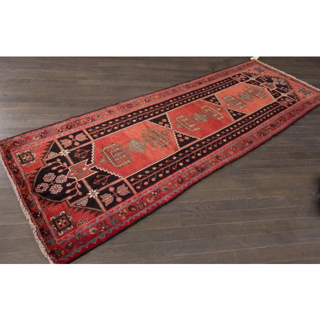 Vintage Red Hamadan Handmade Wool Rug For Sale - Image 4 of 5