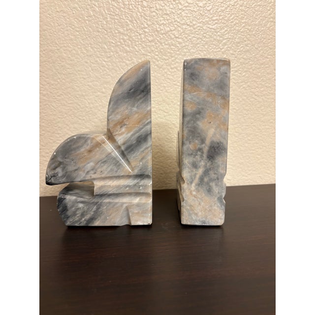 Marble Vintage "Fluer De Leis" Bookends. A Pair For Sale - Image 4 of 5