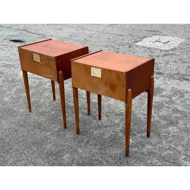Mid-Century Danish Teak Nightstands with Oak Legs, 1960s, Set of 2 For Sale - Image 10 of 14