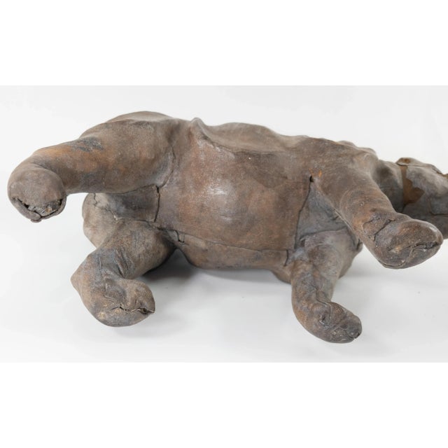 Great Decorative Leather Rhinoceros With Glass Eyes For Sale - Image 11 of 12