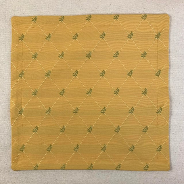 Maxwell Fabrics Designer Maxwell Fabrics Gold & Green Embroidered Fern Diamond Diagonal Pillow Covers- a Pair For Sale - Image 4 of 6