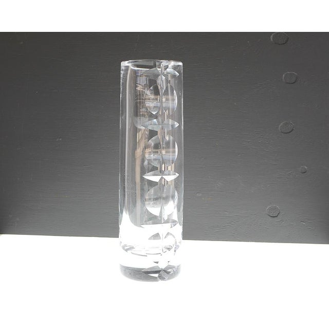 Mid-Century Modern Crystal Hand Cut Decorative Art Vase and Art Object by Mona Morales Schildt for Kosta, Sweden, 1960s, Set of 2 For Sale - Image 8 of 18